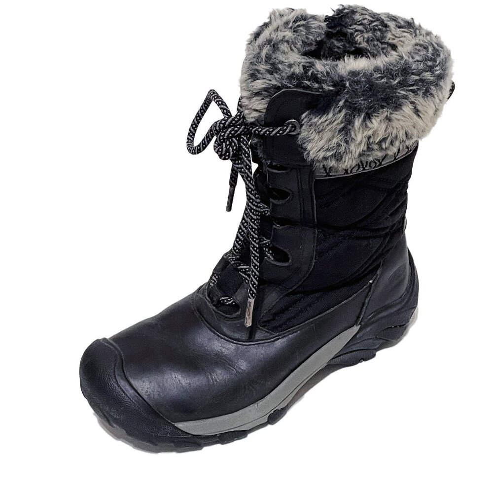 KEEN Hoodoo III Boots 6 Black Leather Waterproof Winter Fur Lace Up Insulated - Picture 5 of 15